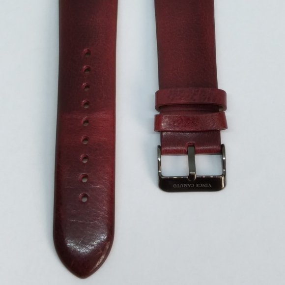 Vince Camuto 24mm Rich Burgundy Leather Watch Strap Fits Apple Watch 42/44/45mm - Picture 2 of 7